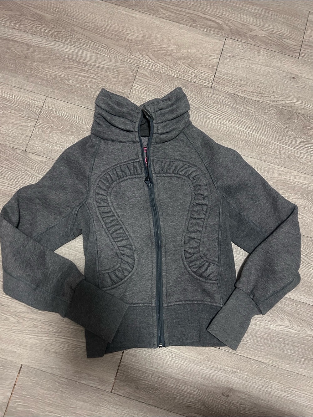 lululemon athletica Charcoal Gray Ruffle-Trim Zip-Up Jacket